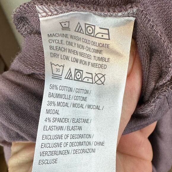 AnyBody French Terry Pullover Neck Bow Faded Plum Sz Medium Oversized NEW - Picture 5 of 6